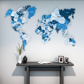 Resim Renkli Baskı Metal Dünya Haritası (Navy) - 110 x 70 cm 