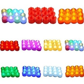 Resim Besthome1 Beyaz Kasa Mavi Işıklı Led Mumlar 24 Adet - Ateşsiz Sigarasız Nikah Düğün Doğum Dekorasyon Malzemesi Renkli Renkli 