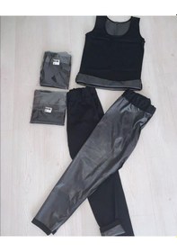 Resim Kadın Siyah Sauna Termal Tayt Atlet Takımı Siyah 