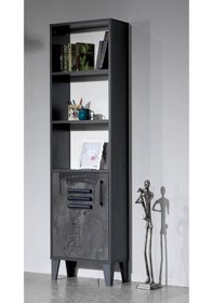 Resim Kitaplık Urlu MİX İRONİ İnovasyon Model Kitaplık kapaklı İki Raflı GRİ Renk Uyumu Yüksek Ayak El Yapım 