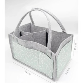 Resim Babyjem Keçe Anne Bebek Bakım Çantası Organizer Yeşil Çiçek 