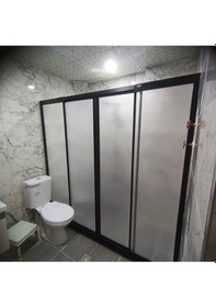 Resim Nokta Duşakabin Teknesiz Plastik Camlı Siyah Profilli Duşakabin Nd422 Şeffaf 