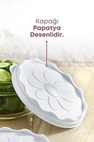 Resim 6 Adet Beyaz Plastik Kapaklı Kahvaltılık Cam Kase- Kahvaltılık Saklama Kabı 415 cc 