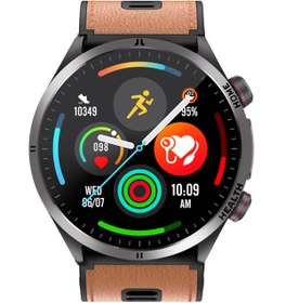 Resim Spovan Electro Pro 2 Hava Basınçlı Tansiyon Şeker NFC Sesli Görüşme EKG Türkçe Akıllı Saat - Kahverengi Deri 