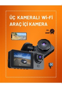 Resim Full Hd Çözünürlüklü Üç Kameralı Araç İçi Kamera Park Ve Sürüş 