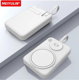 Resim 10000 Mah Manyetik Kablosuz Güç Bankası Taşınabilir Usb C Kablosu İos Uyumlu Watch 10000mah White 10000mah Beyaz 