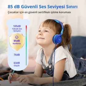 Resim EarFun S1 Katlanabilir Kablolu Kulaküstü Çocuk Kulaklık - Ayarlanabilir Kafa Bandı - Mavi (EarFun Türkiye Garantili) 