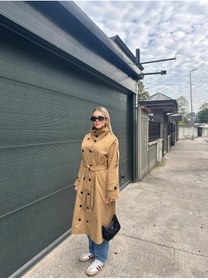 Resim Marbella Kadın Camel Full Düğmeli Dik Yaka Trençkot 