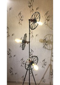 Resim Mylights Retro Ruystik Üçlü Üç Ayak Rustik Lambader Köeş Lambas 