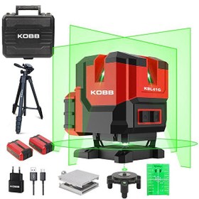 Resim Kobb KBL41GTP 30M 4x90⁰/1x360⁰ Otomatik Hizalamalı Li-ion Çift Akü Profesyonel Yeşil Çizgi Lazer Distomat - Tripod 