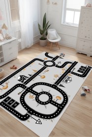 Resim Kessy Home Studio Eğitici Yol Desenli Çocuk Oyun Halısı Dijital Baskı Yıkanablir Kaymaz Taban Çocuk Odası Halısı 3 