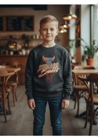 Resim Zekids Erkek Çocuk Chicago Bulls Yazılı Tasarım Sweatshirt-16396 Füme 