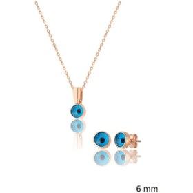 Resim Zanaatsilver 925 Ayar Gümüş Rose Kaplama 8 Mm Nazar Boncuğu Set & Takım 