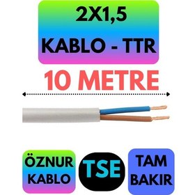 Resim Öznur 2x1,5 Ttr Kablo Beyaz Metre Seçenekli - 10 Metre 