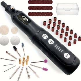 Resim Li-ion kablosuz döner alet, hafif DIY için uygun, manuel, taşlama, oyma, parlatma, değişken hız çok fonksiyonlu kiti, USB şarj, kolay aksesuar değiştirme 