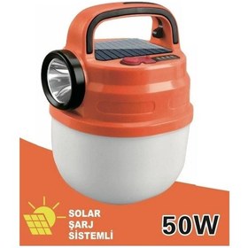 Resim Powergold Pg-200 Solar Şarj Sistemli 50w Kamp Lambası Turuncu 