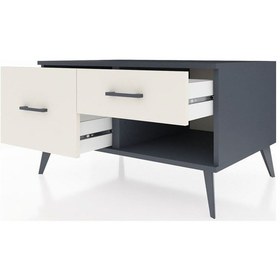 Resim Kronos Şifonyer 2 Çekmeceli 88x59x48 Antrasit-antrasit/aytaşı Antrasit/aytaşı 