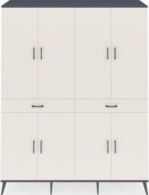 Resim Hyperion Gardrop 10 Raflı 2 Çekmeceli 8 Kapaklı 176x44x221 Antrasit-aytaşı Beyaz 