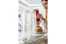 Resim Butik Bfs 2'li Sos Şişesi, Ketçap Mayonez Hardal ve Zeytinyağı Şişesi Seti - 400 ml Sızdırmaz Kapaklı Profesyonel Mutfak Dispenseri 