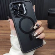 Resim Alüminyum Alaşım Lens Koruyucu ile Manyetik Şeffaf Telefon Kılıfı Seti, Iphone 16, 15, 14, 13, 12, 11 Pro Max Plus ile Uyumlu. Siyah Kılıf ile Siyah Lens, Gri Kılıf ile Gümüş Lens, Sert Koruyucu Arka Kapak ve Kamera Standı ile Mevcuttur. 