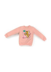 Resim Kız Çoçuk Pamuklu Sweatshirt-15212 Pembe 