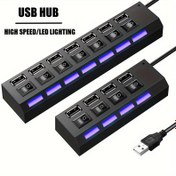 Resim Kompakt Siyah USB 2.0 Hub, 4/7 Port, LED Göstergeleri ve USB-C Port - Yüksek Hızlı Bağlantı için PC ve Laptop Genişletme, Güç Modu: USB 5V, Laptop Genişletme Hub | Modern Hub Tasarımı | Dayanıklı Yapım Kalitesi, USB 2.0 Hub 