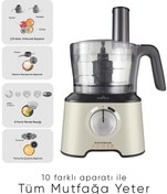 Resim Karaca 1,5 Litre Geniş Hazne 10 Farklı Aparatlı Mutfak Gıda Hazırlama Seti Mutfak Robotu 