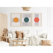 Resim Çerçeveli Modern 3'lü Tablo Seti - Çizgilerin Geometrisi Bh2020 - 