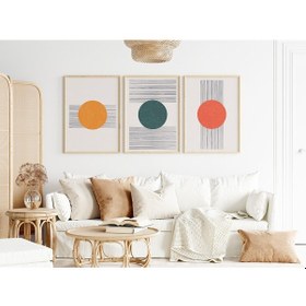 Resim Çerçeveli Modern 3'lü Tablo Seti - Çizgilerin Geometrisi Bh2020 - 