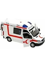 Resim Vardem Çekbırak Işıklı Sesli Ambulans 1:32 Model Çocuklar İçin Eğlenceli Oyun Aracı 