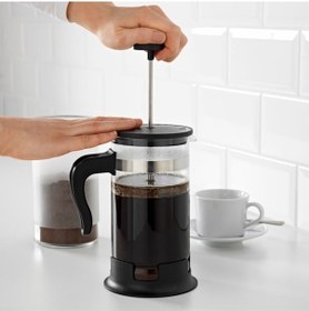 Resim Çay Kahve Demleme, French Press, Bitki Çayı Demleme 1lt Siyah - Şeffaf 
