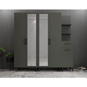 Resim Açelya Portmanto Vestiyer Ayakkabılık Füme M1 200cm Montaj Dahil 