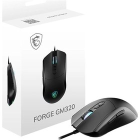 Resim Msı Forge Gm320 Oyuncu Mouse, 12800 Dpı Optik Sensör, Rgb Led, 7 Düğme, Usb 2.0, Siyah, 1.5m Kablo Açık Beyaz 