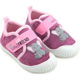 Resim Gezer Kız Çocuk Kışlık Tek Cırt Cırtlı Ayarlanabilir Rahat Taban Ev, Bahçe, Okul, Kreş Panduf Ayakka Mor 