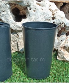 Resim 100Adet 1,4 Lt Siyah Yuvarlak Üretim Saksı Fide Saksı Çiçek Saksı 