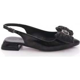 Resim Dgn 2886 Kadin Fiyonk Detayli Babet Siyah Rugan 