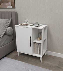Resim Orion 4 Raflı Kapaklı Beyaz Komodin 
