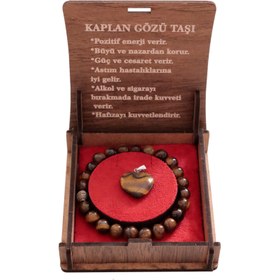 Resim Kaplangözü Doğal Taş Set - 8 mm Bileklik & Kolye ile Ruhsal Güç - Kalp Model 