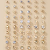 Resim 1 Set of 60, Moda, Alaşım, Çok Parça Set, Çivi Seti, Taklit İnci, Alaşım Çiçek, Rhinestone, Zarif Paslanmaz Çelik, Kadınlar Günde Kulaklıklar Giyebilir 