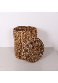 Resim Alanya Doğal Abaka 41x60 Cm Kapaklı Çamaşır Ve Dekorasyon Sepeti Bej 