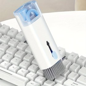 Resim 1 adet Çok Fonksiyonlu Dijital Ekipman Temizleme Kiti - Entegre Sprey Temizleyici ile Yumuşak Kıllı Fırça Seti, Klavye, Laptop, Kulaklık Portları, Cep Telefonu Toz Alma için Mikrofiber Uç, Elektriksiz 