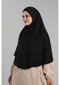 Resim Hürrem Bone Siyah Pratik Hazır Geçmeli Tesettür Eşarp Viskon Pratik Namaz Örtüsü 2201 01 Siyah 