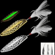 Resim Karanlıkta Parlayan Spinnerbait Balıkçılık Yemi - Tüyli Üçlü Kanca ile Kışlık Metal Bass Wobbler, Kırmızı Balık, Bass, Alabalık ve Daha Fazlası için İdeal 