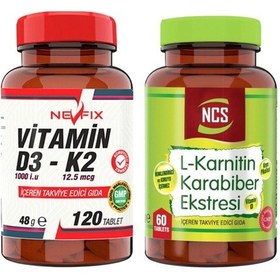 Resim L-carnitine Karabiber 60 Tablet & Nevfix D3-k2 120 Tablet 