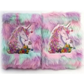 Resim Çiçekli Unicorn Tasarımlı Peluş Hatıra Defteri 