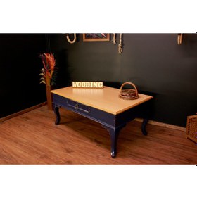 Resim Wooding 110 Cm Masif Naturel Lacivert Orta Sehpa 