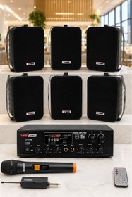 Resim Lastvoice Black Large Plus Paket-5 Hoparlör Ve Anfi Anons Ses Sistemi Seti 
