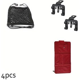 Resim Chuangyinshop Yaz Yaz Organizatör Seti: Güneşlik Klipsi + Kırmızı Fermuarlı File Cep + 2 Arka Kancalı Askı 