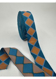 Resim 3.5 Cm Kilim Desenli Şerit-5 Metre- Sarı/mavi 