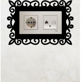 Resim Şık Desen Tasarım 2li Priz Çerçevesi İç Ölçü 15,5x8,4 Cm 2li Dekoratif Priz Çerçeve - Duvar Susu Siyah 